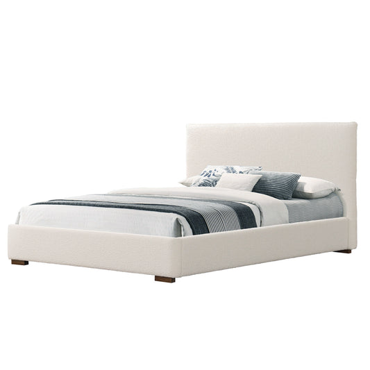 Bedwyr White Boucle Fabric Upholstered King Bed