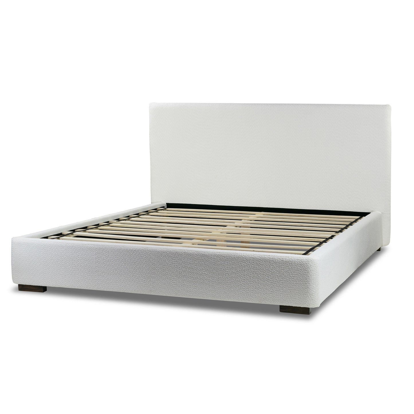 Bedwyr White Boucle Fabric Upholstered King Bed