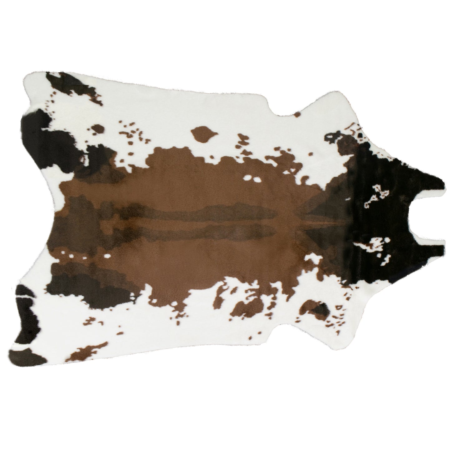 Alecia Faux Cowhide Brown and White Area Rug 68 inch by 50 inch