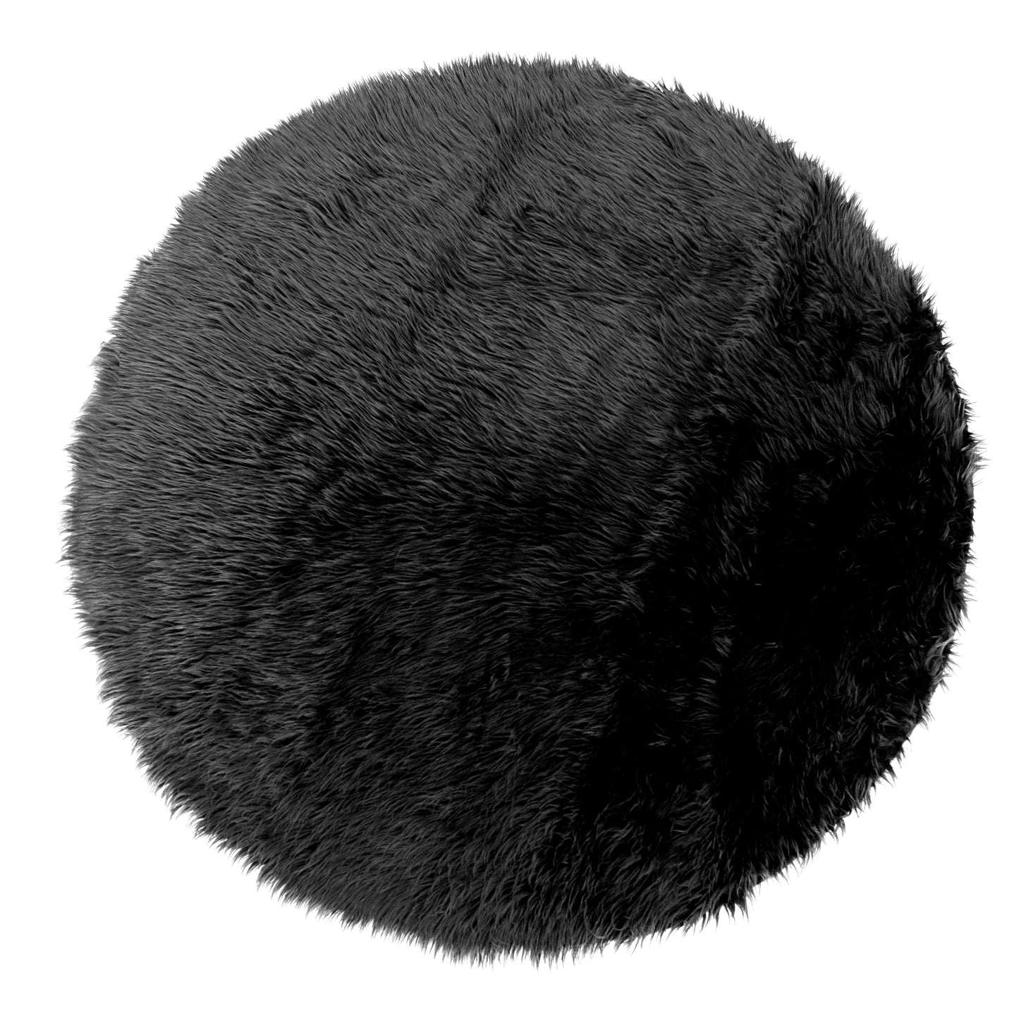 Alair Black Round Faux Fur Area Rug 5 Foot Wide