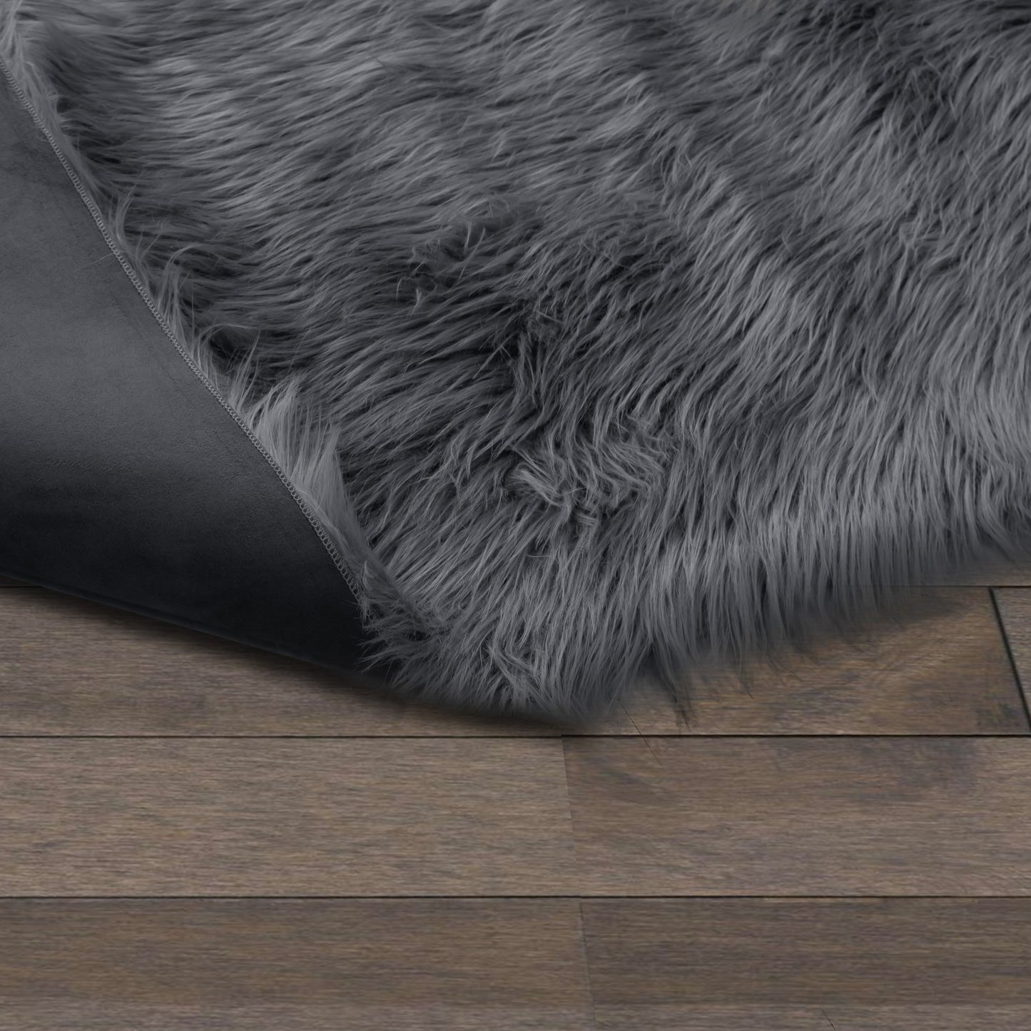 Aileen Faux Sheepskin Fur Area Rug Grey Rectangular 7x5