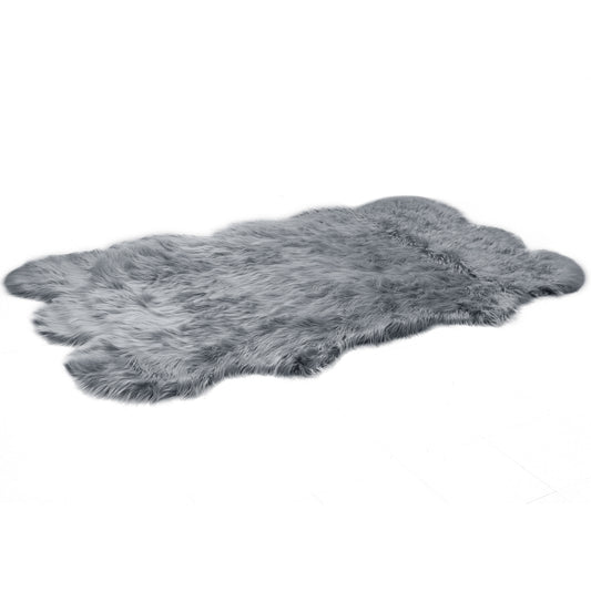 Ailsa Faux Sheepskin Fur Area Rug Runner Sheepskin-like Shape Grey 7x5