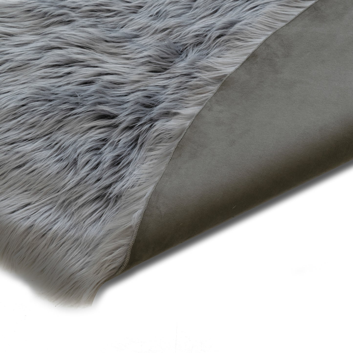 Alair Grey Round Faux Fur Area Rug 5 Foot Wide