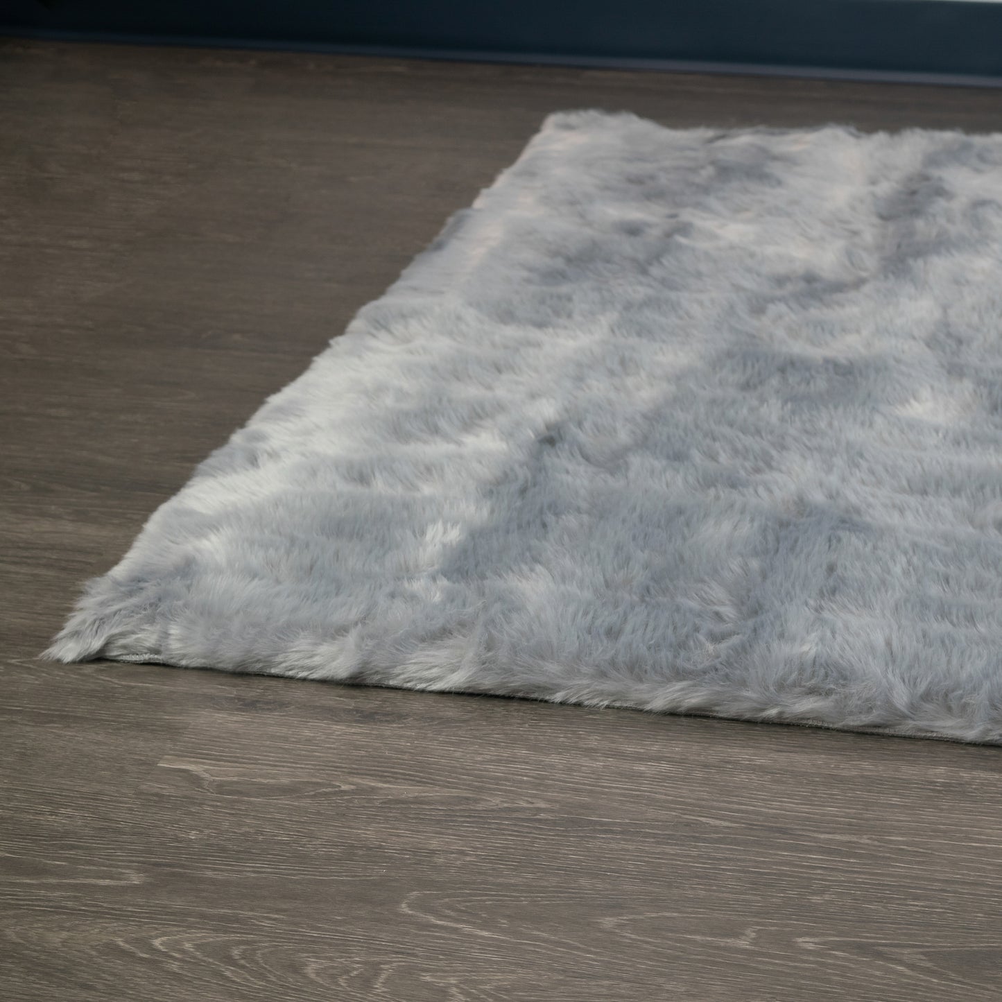 Auriel Faux Sheepskin Fur Area Rug Grey Rectangular 5x8