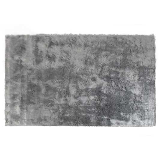 Auriel Faux Sheepskin Fur Area Rug Grey Rectangular 5x8