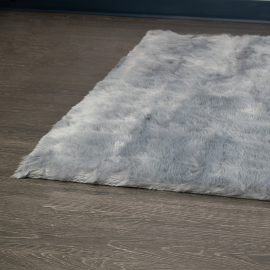 Auriel Faux Sheepskin Fur Area Rug Grey Rectangular 5x7