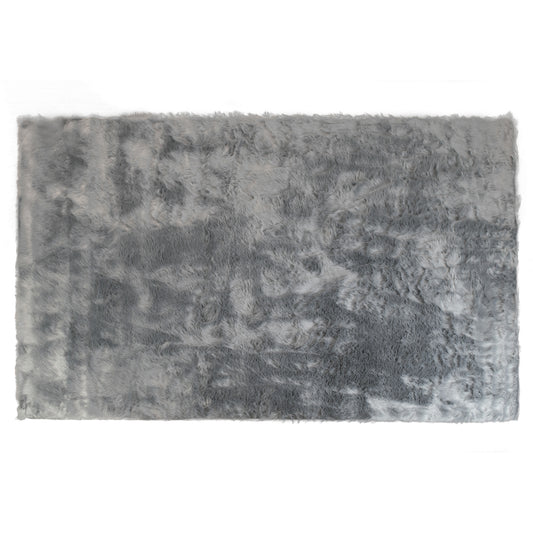 Auriel Faux Sheepskin Fur Area Rug Grey Rectangular 5x7