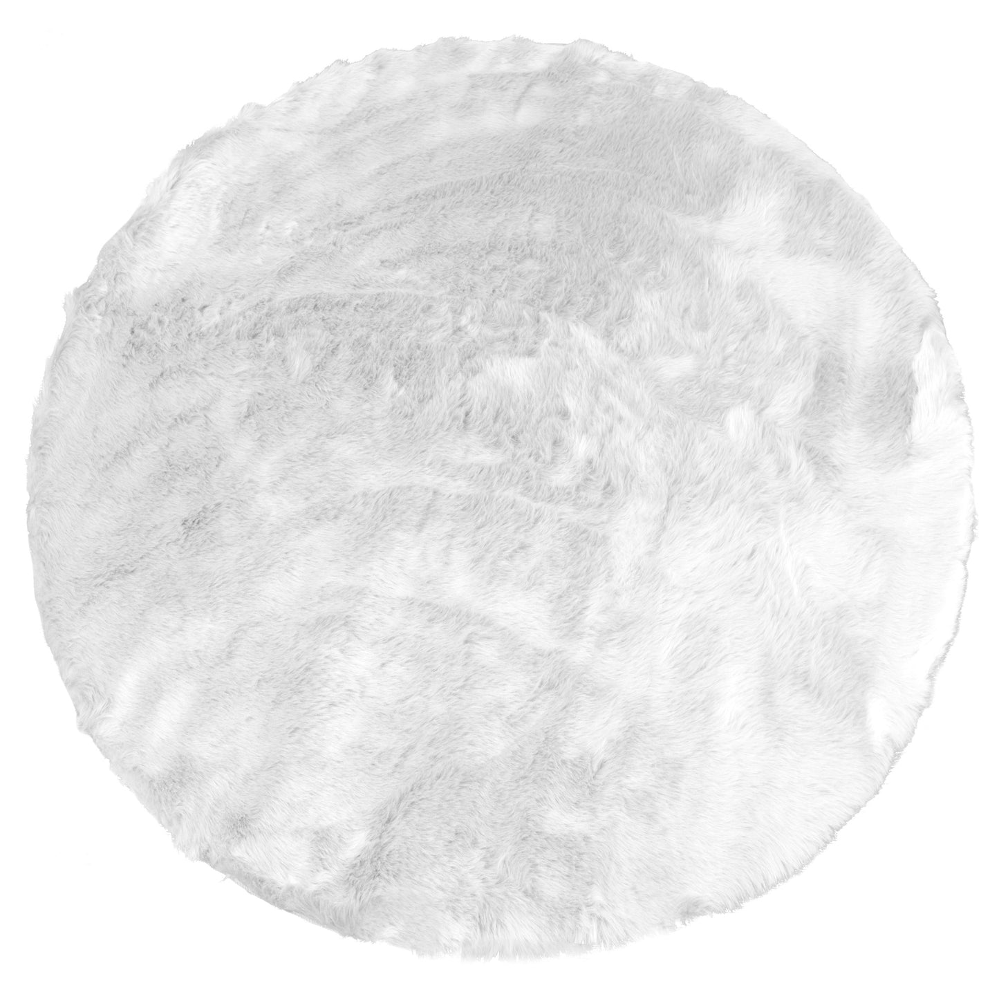 Aurora White Round Faux Fur Area Rug 4 Foot Wide
