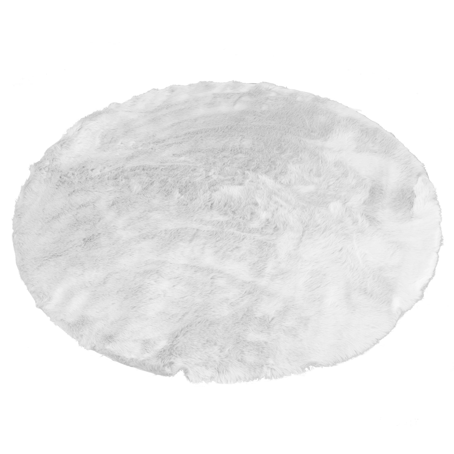 Aurora White Round Faux Fur Area Rug 4 Foot Wide