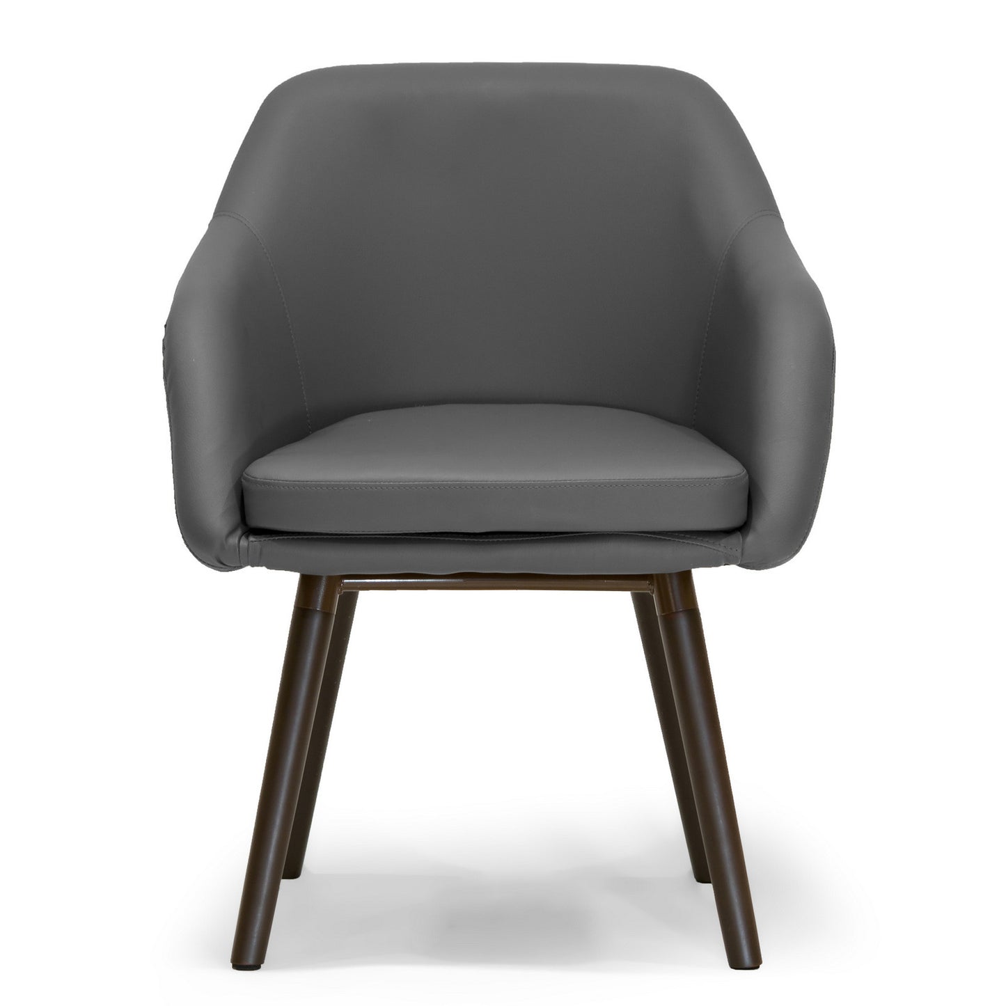 Adaya Grey PU Leather Arm Chair with Beech Legs (Set of 2)