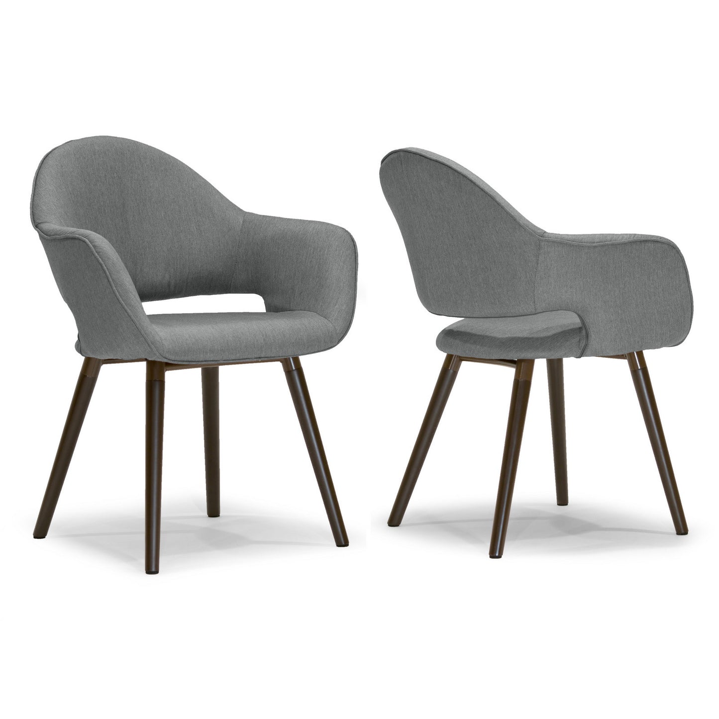 Adel Mid-century Retro Modern Grey Arm Chair with Beech Legs (Set of 2)