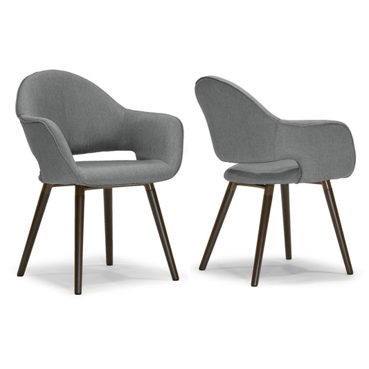 Adel Mid-century Retro Modern Grey Arm Chair with Beech Legs (Set of 2)
