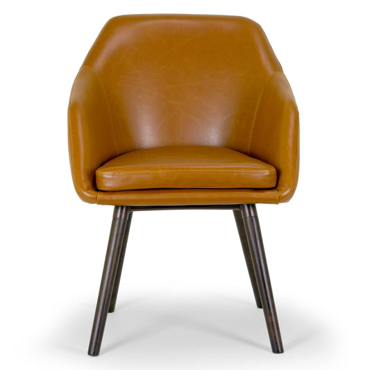 Set of 2 Adaya Cappuccino Faux Leather Arm Chair with Beech Legs