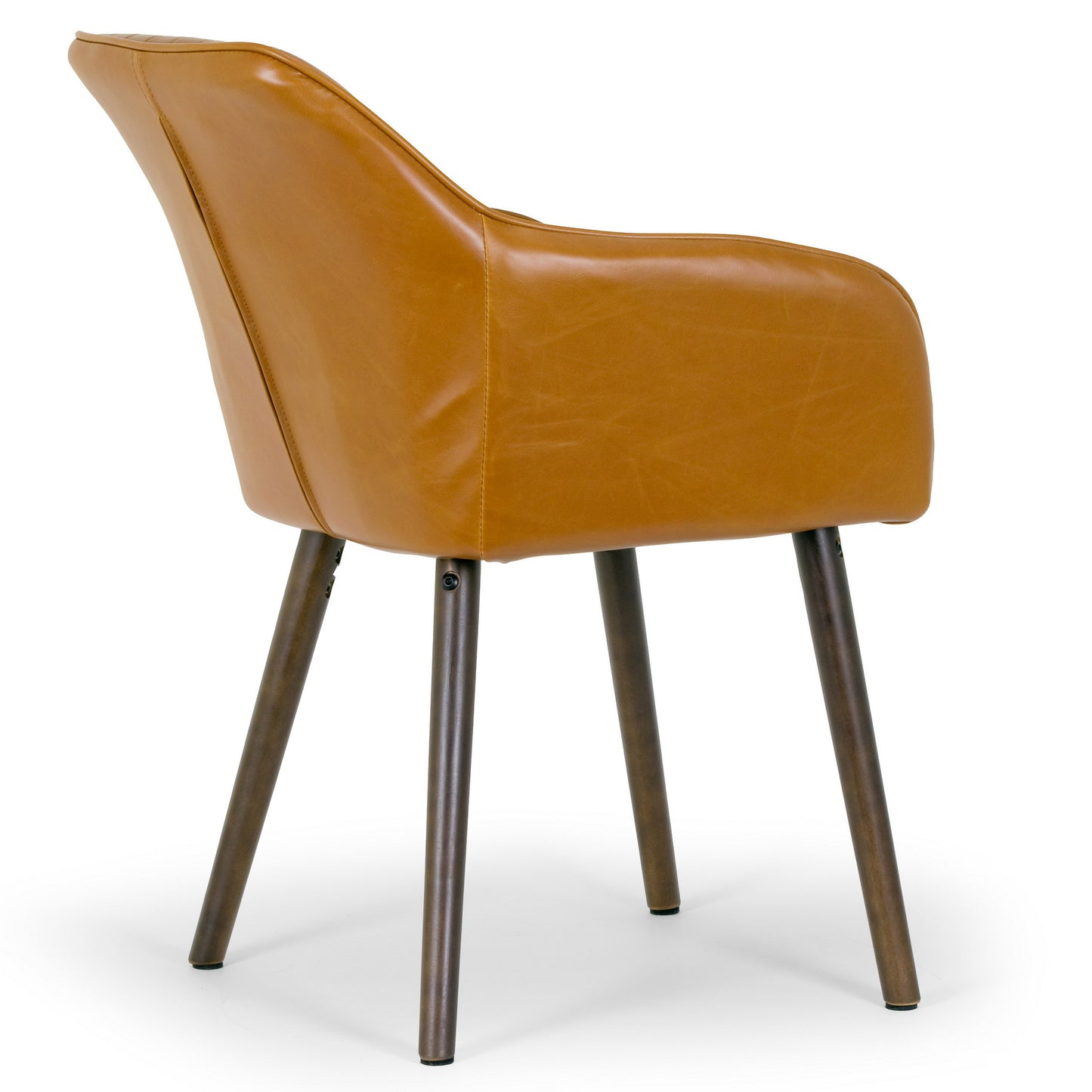 Set of 2 Alaura Arm Chair in Caramel Brown Faux Leather with Beech Legs