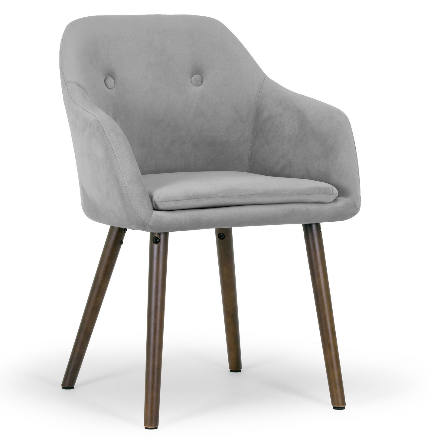 Set of 2 Alba Grey Velvet Arm Chair with Decorative Buttons Beech Legs