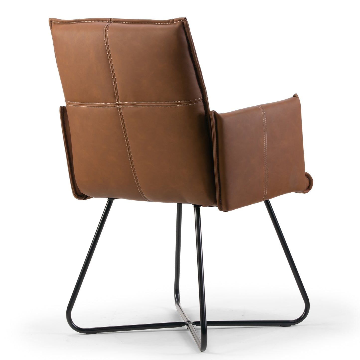 Set of 2 Ambel Brown Modern Dining Chair with Black Metal Legs