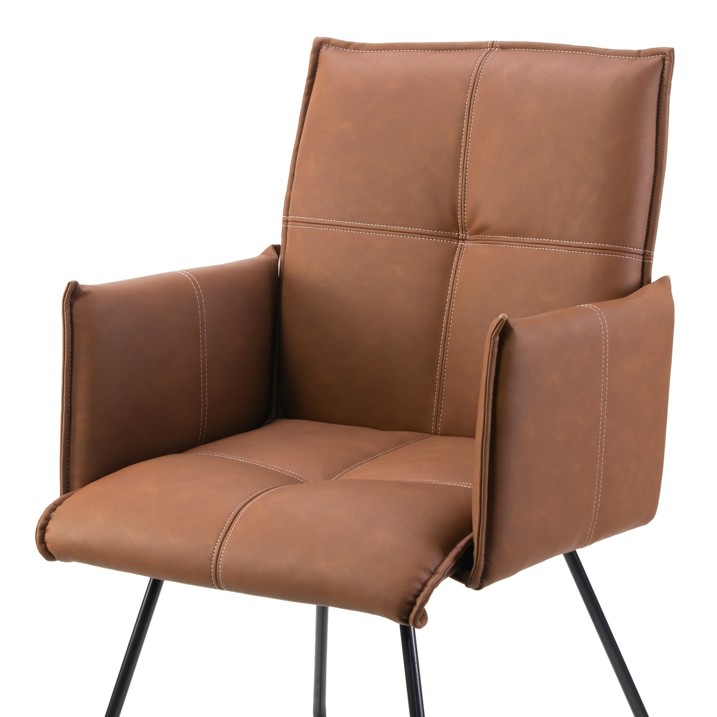 Set of 2 Ambel Brown Modern Dining Chair with Black Metal Legs