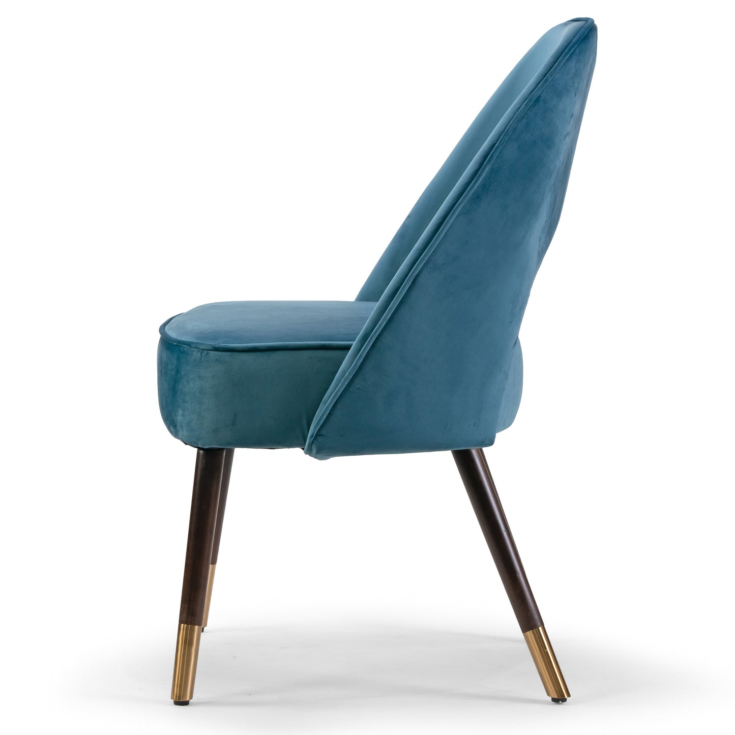 Set of 2 Amber Blue Velvet Modern Dining Chair with Beech Wood Legs