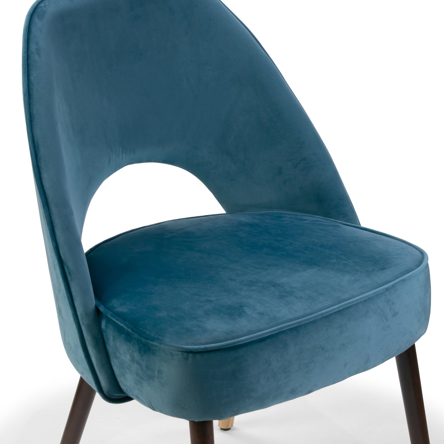 Set of 2 Amber Blue Velvet Modern Dining Chair with Beech Wood Legs