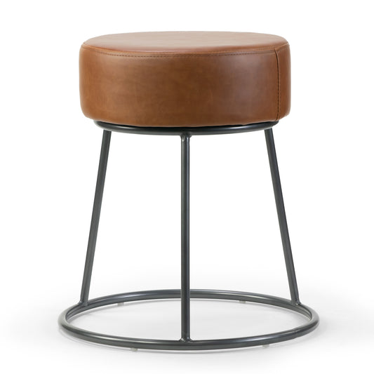 Set of 2 Amie Brown Backless Dining Chair with Gunmetal Grey Frame