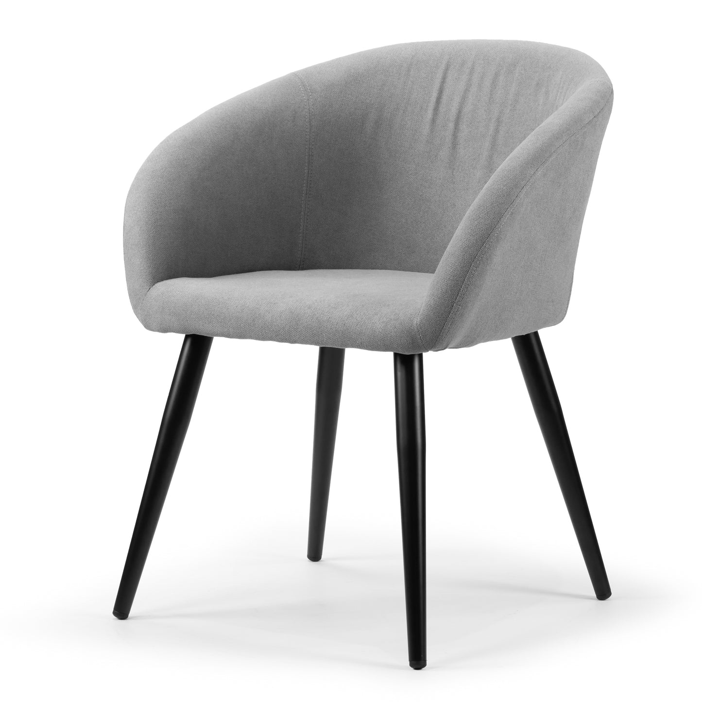 Set of 2 Amma Grey Fabric Arm Chair with Black Metal Legs