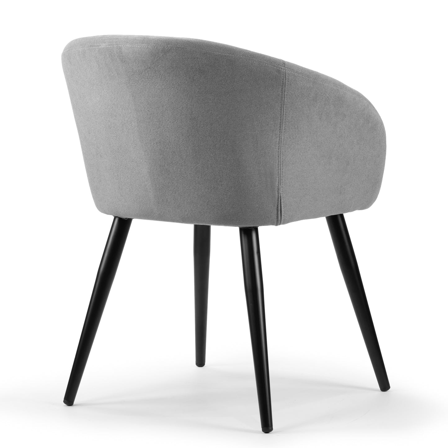 Set of 2 Amma Grey Fabric Arm Chair with Black Metal Legs