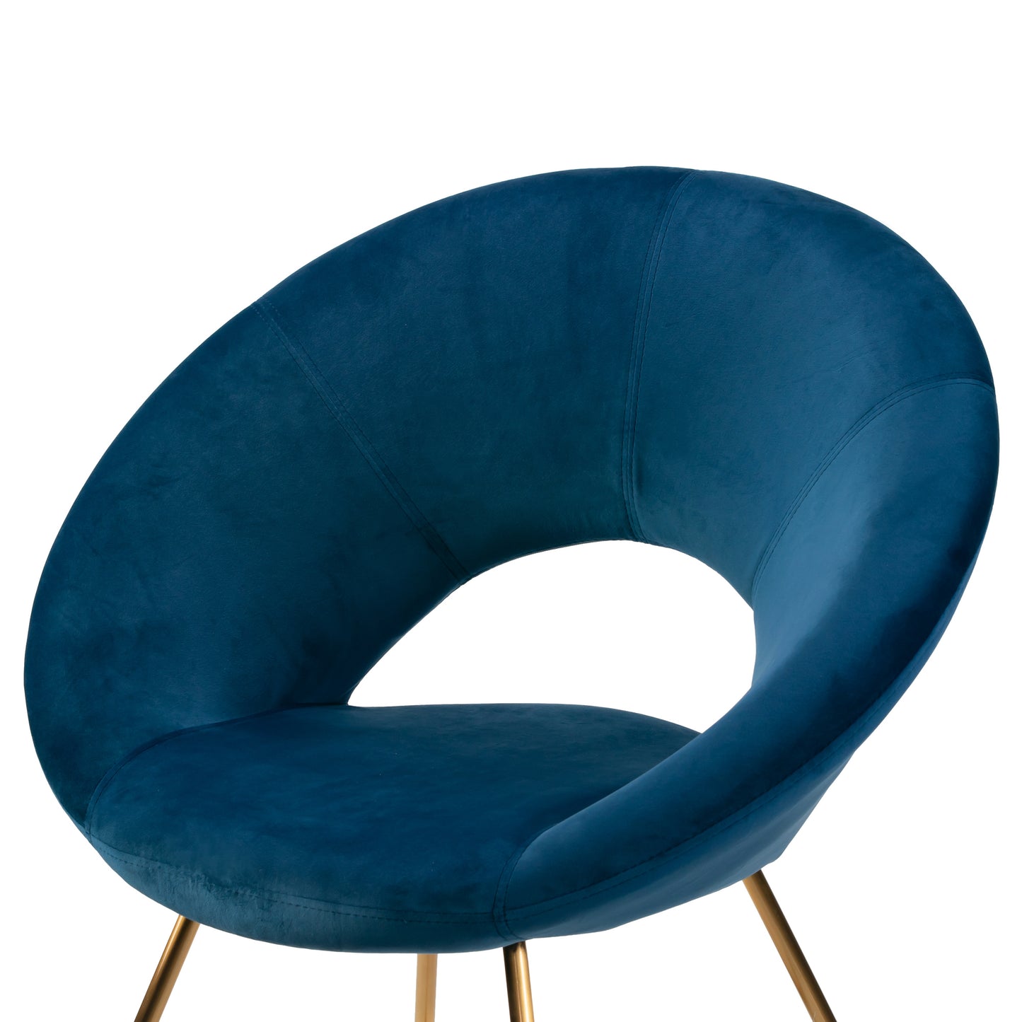 Set of 2 Amor Blue Velvet Dining Chair with Golden Metal Legs