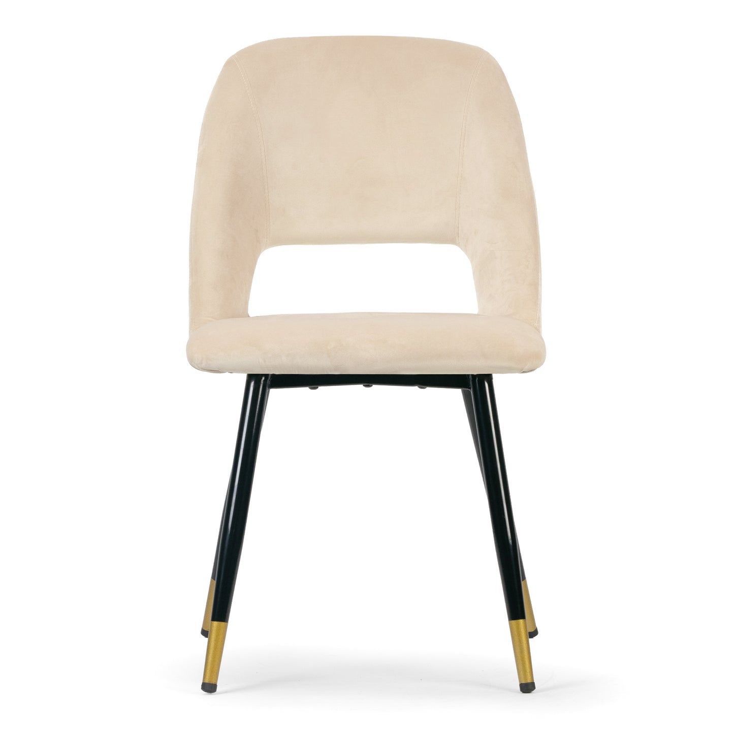 Set of 2 Ania Beige Velvet Dining Chair with Golden Accented Metal Legs