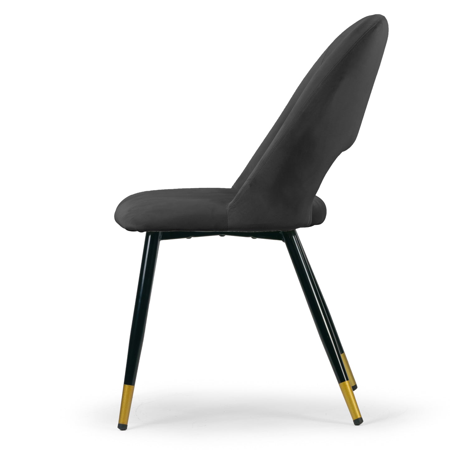 Set of 2 Ania Black Velvet Dining Chair with Golden Accented Metal Legs