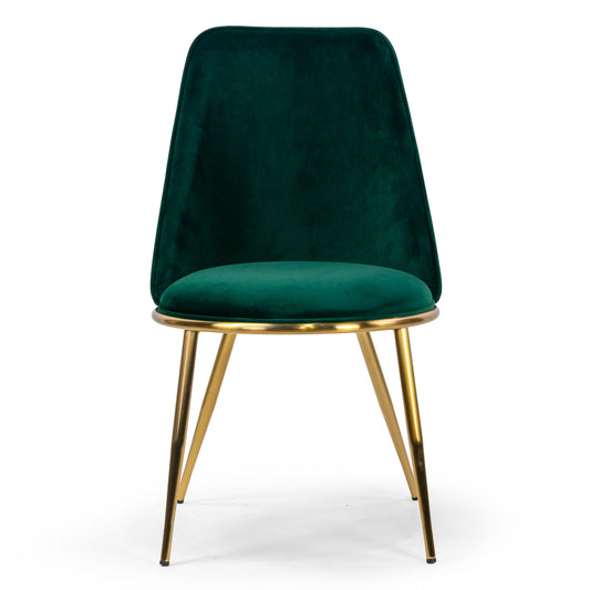 Set of 2 Anzu Green Velvet Dining Chair with Golden Metal Legs