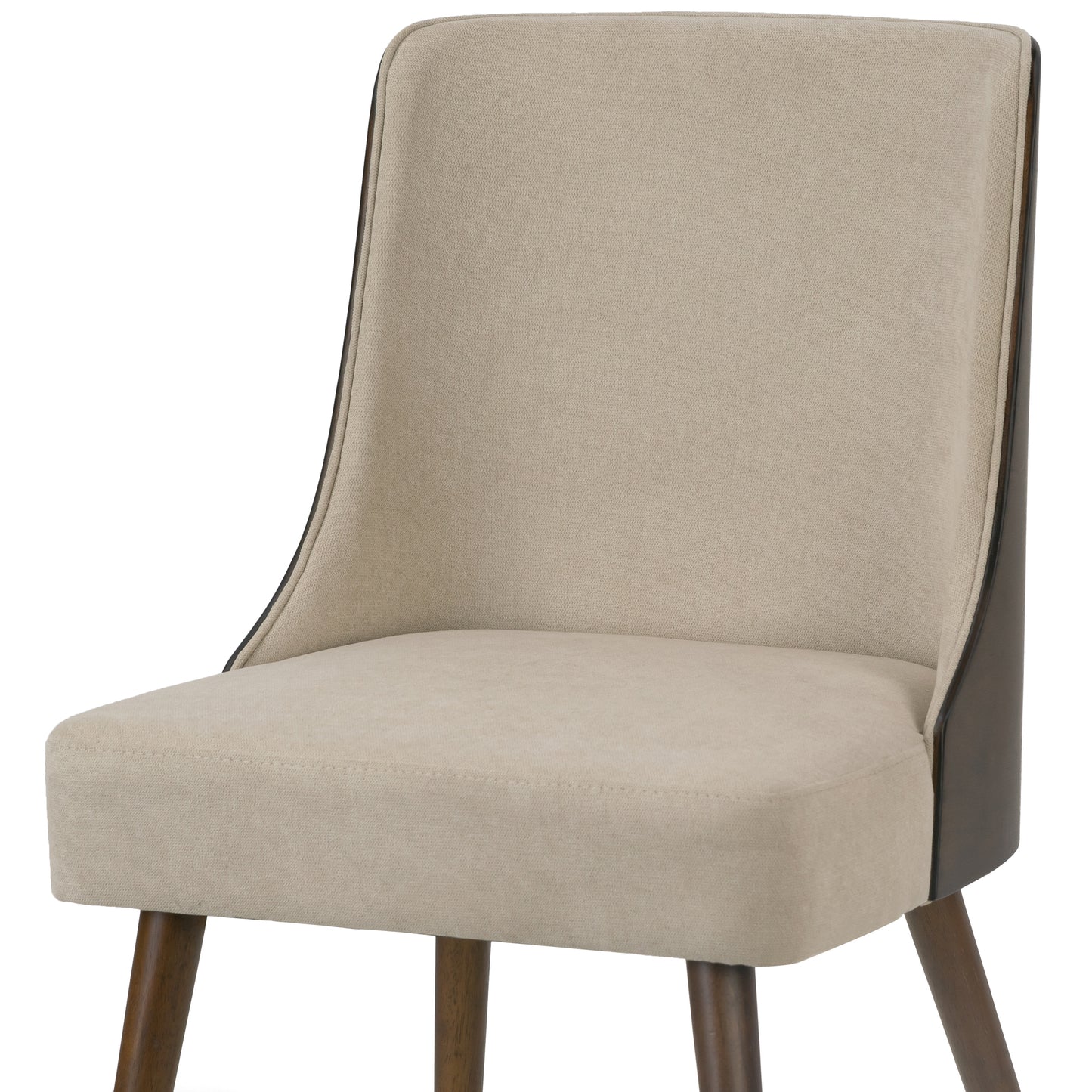 Set of 2 Esmy Beige Fabric Chair with Dark Brown Bentwood Back and Solid Wood Legs