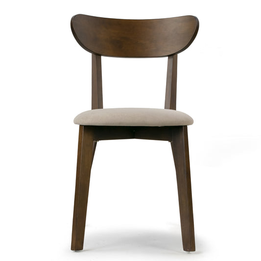 Set of 2 Aspen Dark Brown Rubberwood Dining Chair with Beige Upholstered Seat