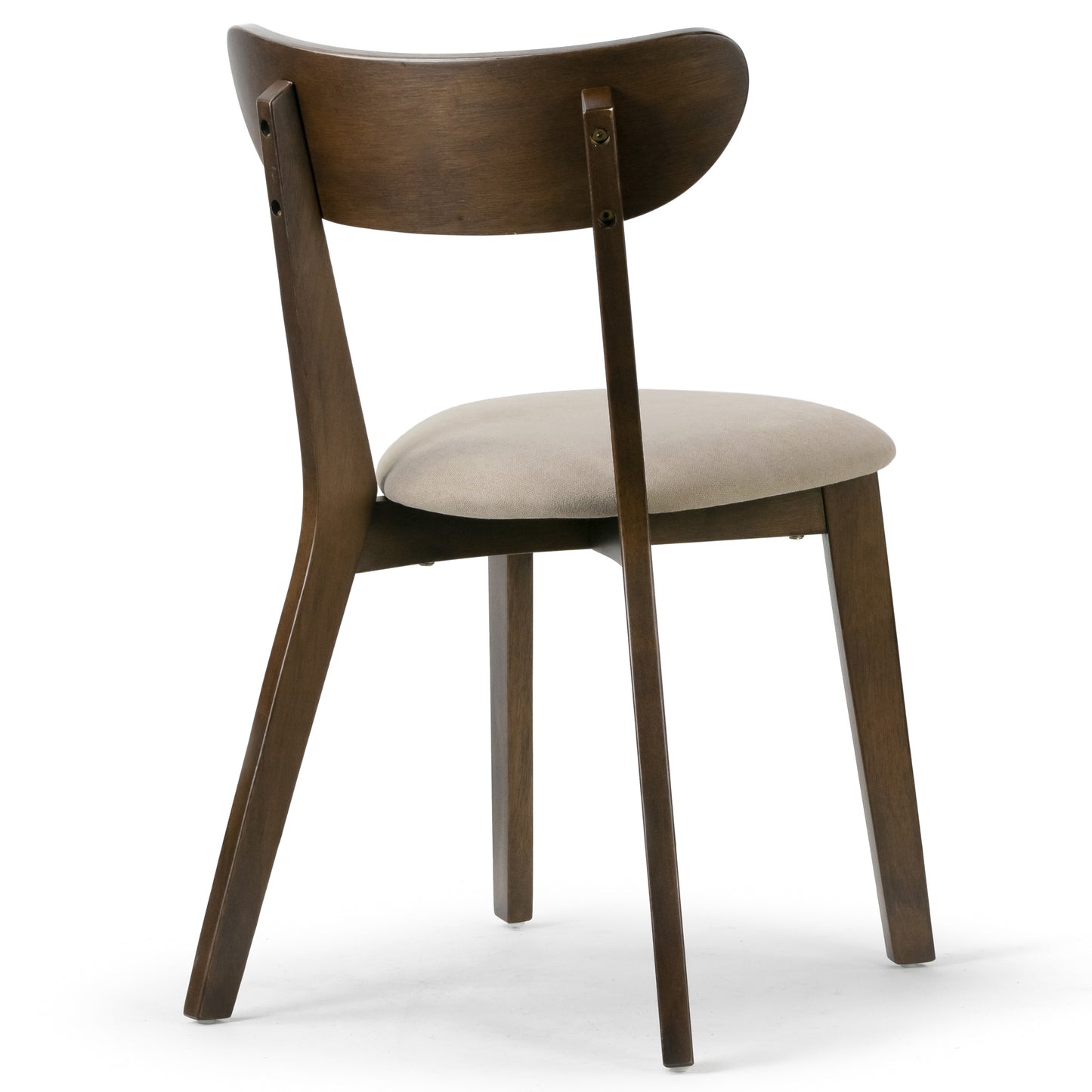 Set of 2 Aspen Dark Brown Rubberwood Dining Chair with Beige Upholstered Seat