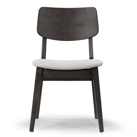 Set of 2 Astin Black Wood Chair with Light Grey Fabric Seat