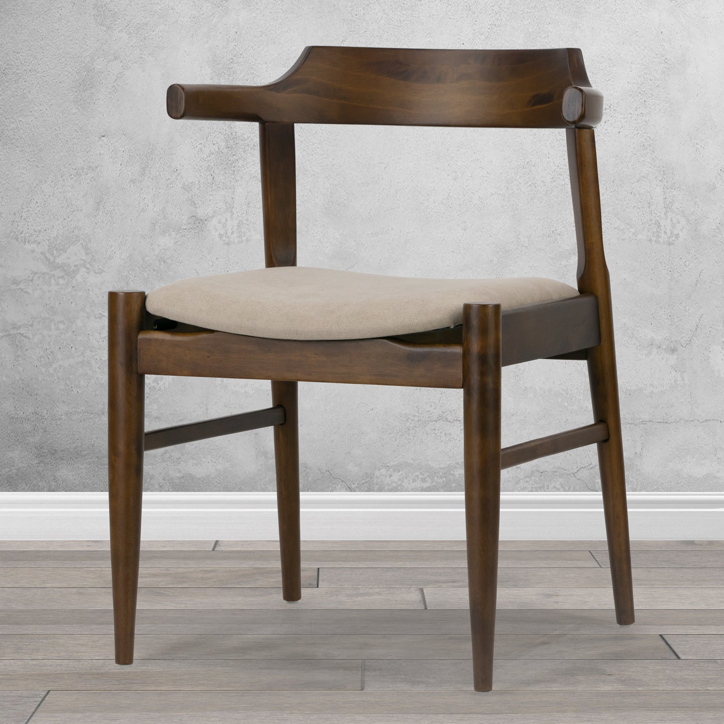 Set of 2 Atlas Retro Modern Dark Brown Wood Chair with Curved Back