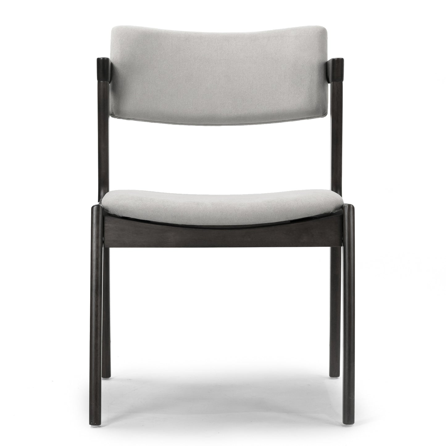 Set of 2 Auden Retro Modern Black Wood Wing Chair with Light Grey Fabric Seat