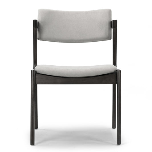 Set of 2 Auden Retro Modern Black Wood Wing Chair with Light Grey Fabric Seat