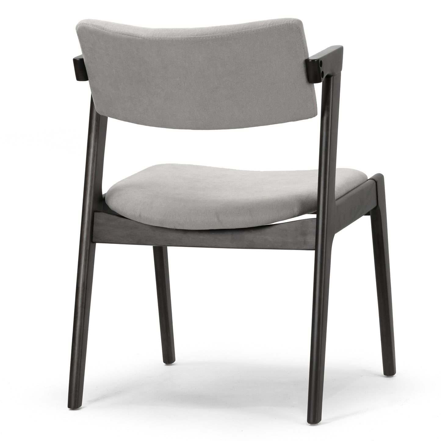 Set of 2 Auden Retro Modern Black Wood Wing Chair with Light Grey Fabric Seat