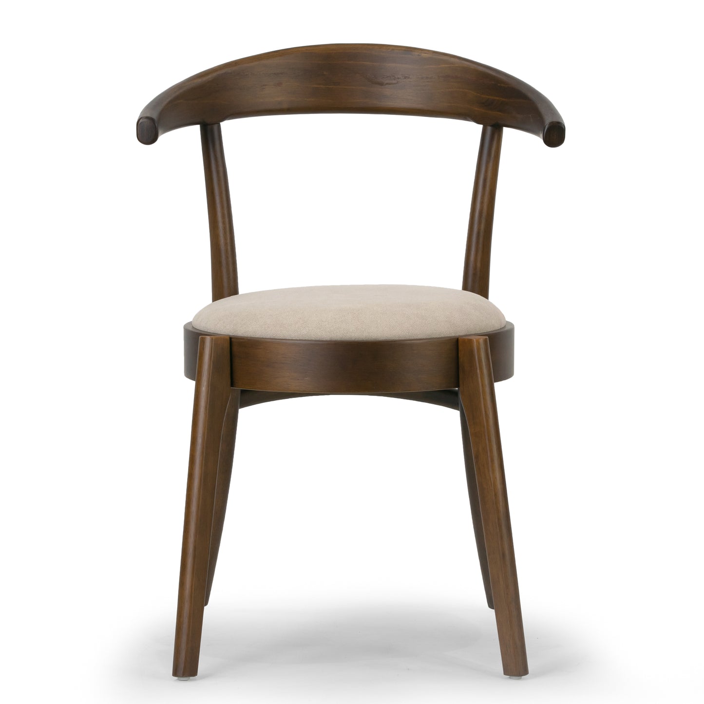 Set of 2 Audra Retro Modern Dark Brown Wood Round Chair with Curved Back