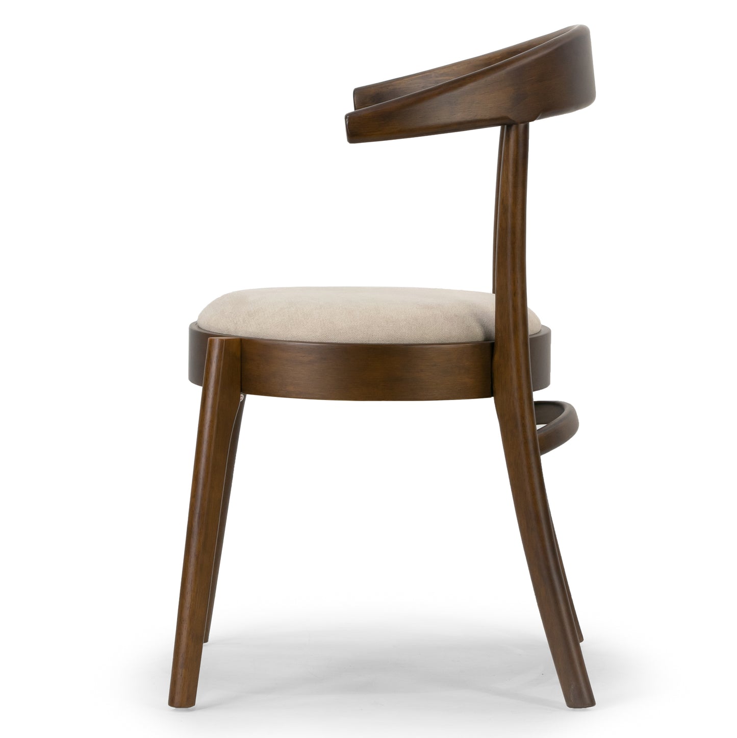 Set of 2 Audra Retro Modern Dark Brown Wood Round Chair with Curved Back
