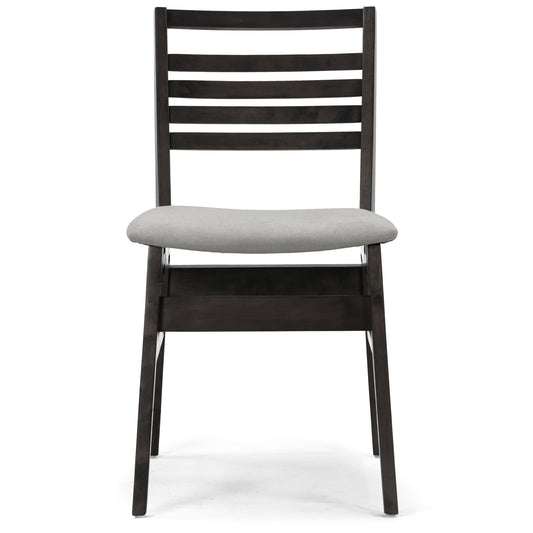 Set of 2 Audrey Black Wood Chair with Light Grey Fabric Seat and Ladder Back