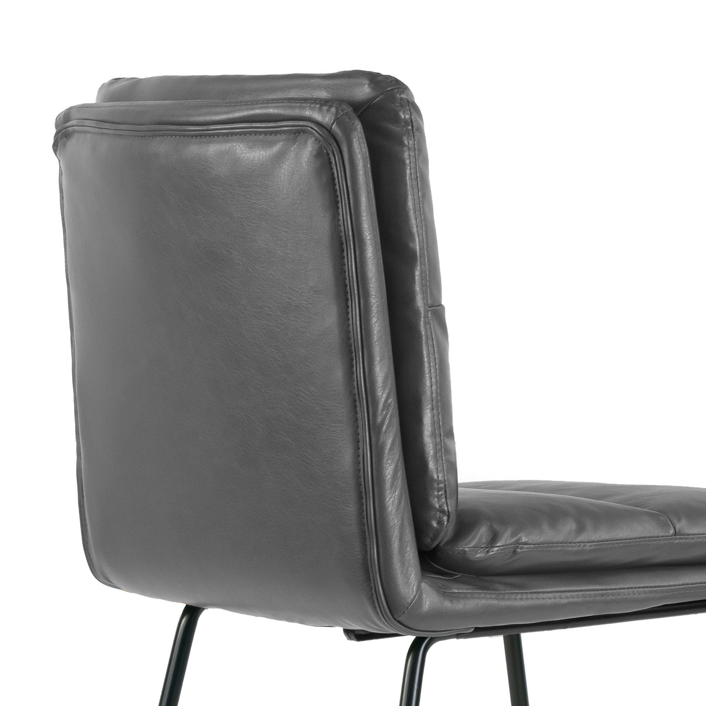 Set of 2 Aulani Grey Upholstered Metal Frame Dining Chair with Puffy Cushions