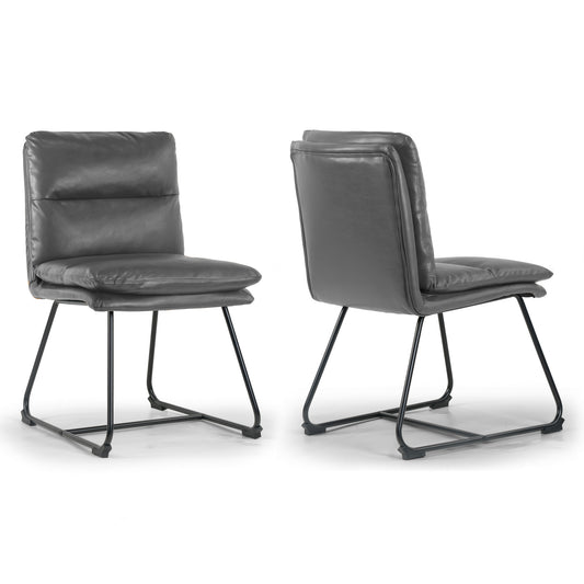 Set of 2 Aulani Grey Upholstered Metal Frame Dining Chair with Puffy Cushions