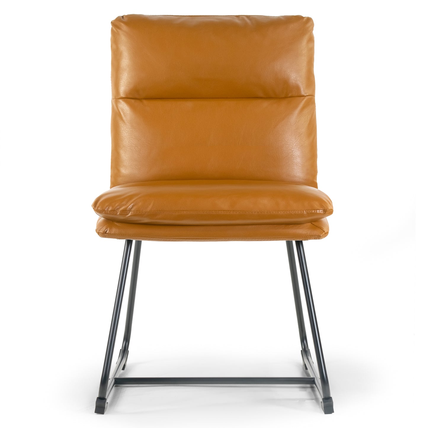 Set of 2 Aulani Light Brown Upholstered Metal Frame Dining Chair with Puffy Cushions