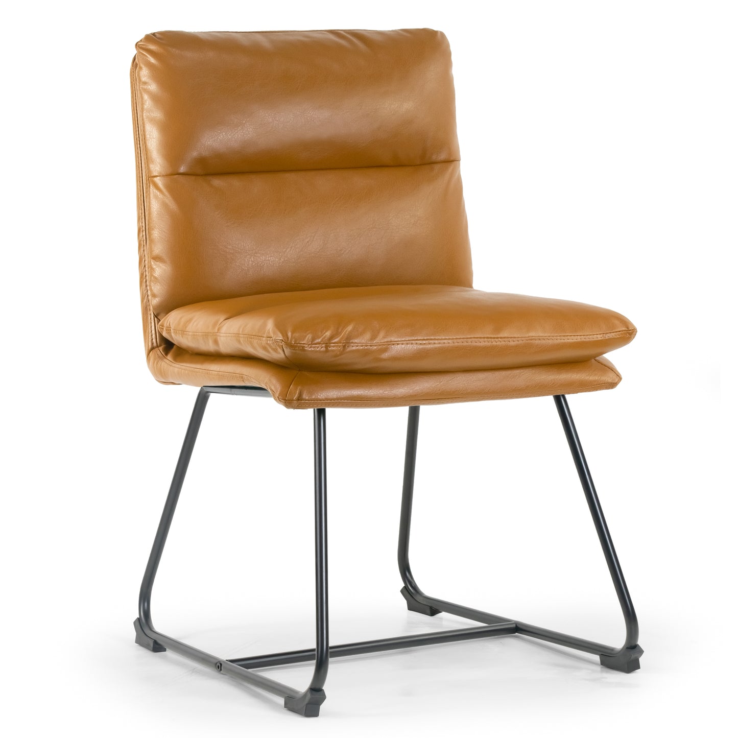 Set of 2 Aulani Light Brown Upholstered Metal Frame Dining Chair with Puffy Cushions
