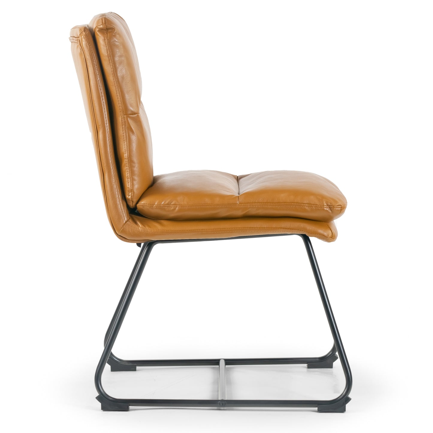Set of 2 Aulani Light Brown Upholstered Metal Frame Dining Chair with Puffy Cushions