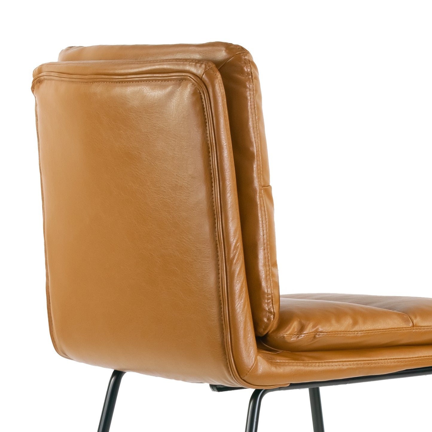 Set of 2 Aulani Light Brown Upholstered Metal Frame Dining Chair with Puffy Cushions