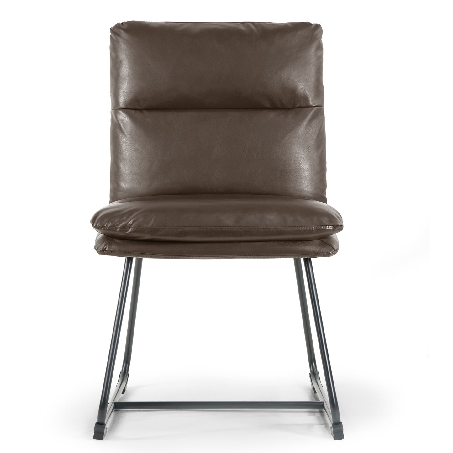 Set of 2 Aulani Brown Upholstered Metal Frame Dining Chair with Puffy Cushions