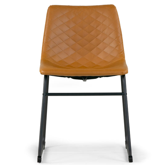 Set of 2 Ave Iron Frame Cappuccino Brown Faux Leather Dining Chair with Stitching