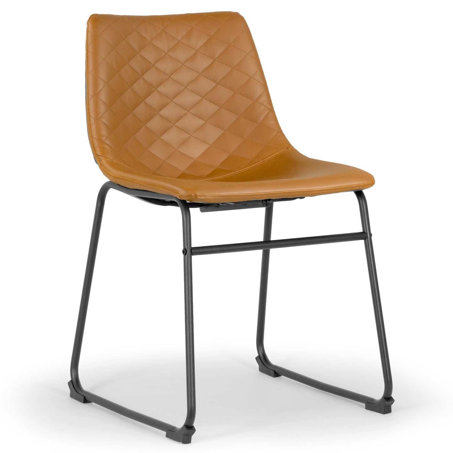 Set of 2 Ave Iron Frame Cappuccino Brown Faux Leather Dining Chair with Stitching